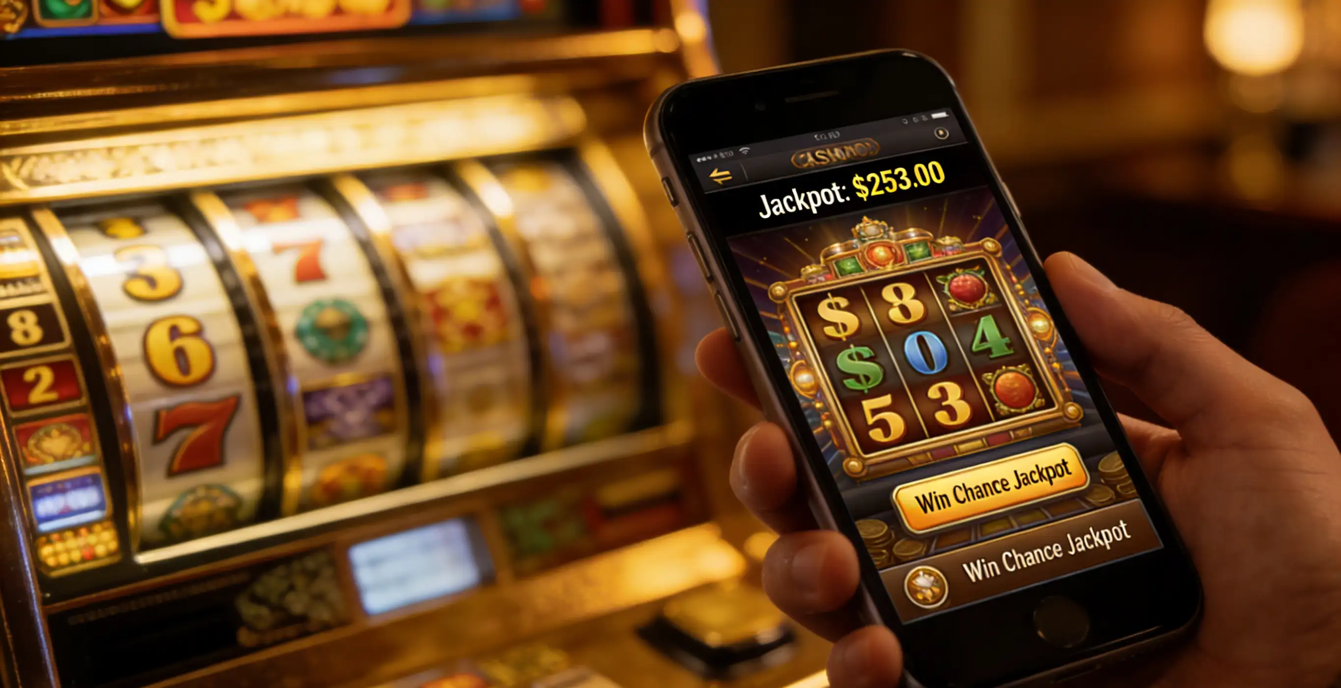 Eternal Slots Casino Floor with Jackpot Displays 🎮